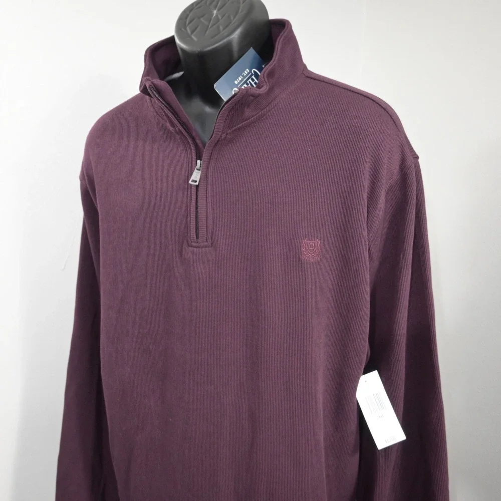 Chaps 1/4 Zip Pullover Sweater Dark Red Long Sleeve Pullover Mens 2XB BIG NEW